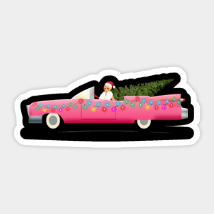 Merry Christmas Lady Santa & Pink Car Sticker